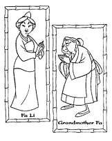 coloriage la maman et la grand mere de mulan